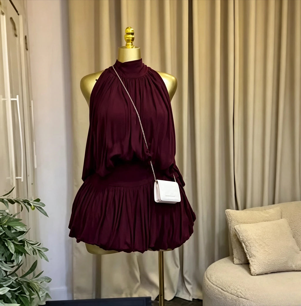 Kaily Sleeveless Halter Ball Elegant Two Piece Sets