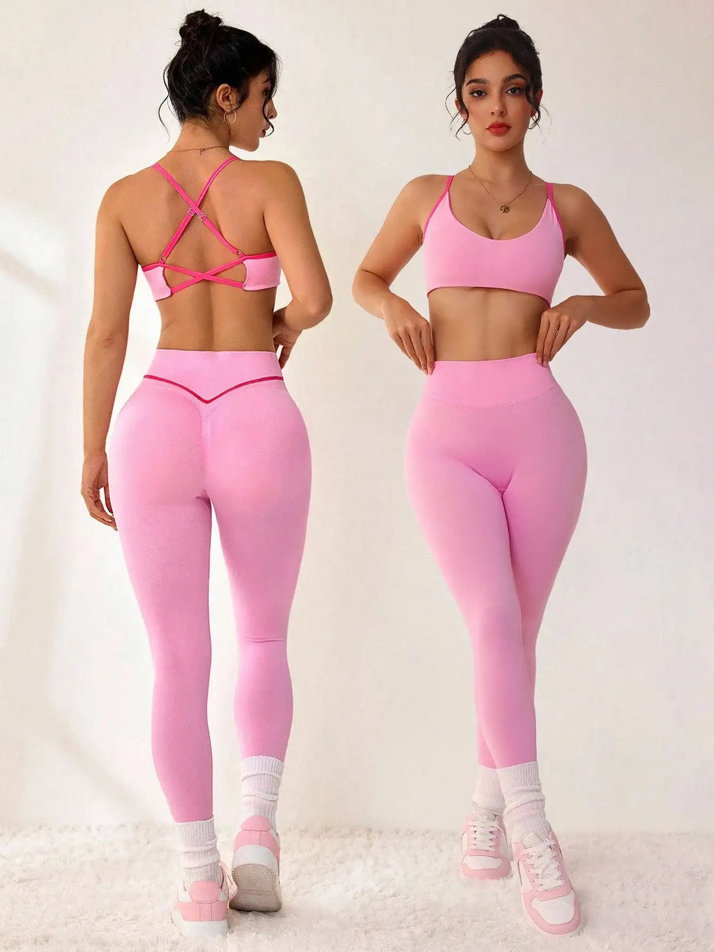 Olga Sexy Backless Sports Bra Lifted Two Piece Sets