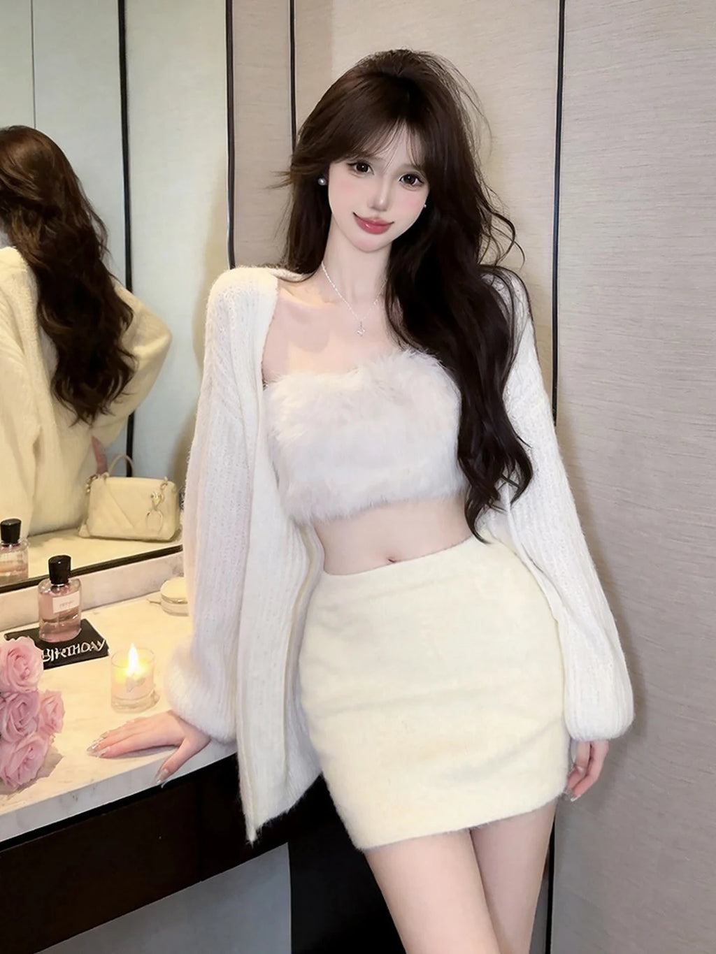 Lucero Long Sleeve Furry Inner Two Piece Sets