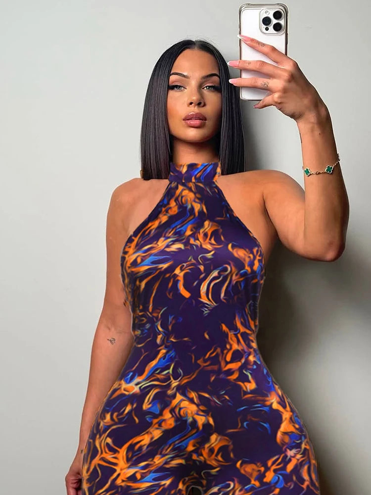 Endicott Backless Playsuits Halter Off Shoulder Skinny Stretch Wrap Jumpsuit