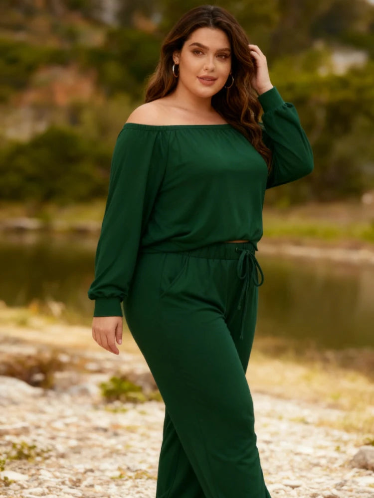 Clearance Plus Size Off-The-Shoulder Two-Piece Sets