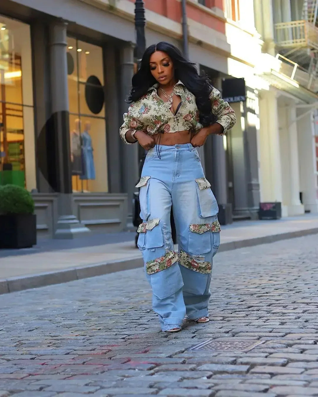 Danbury Full Sleeve Floral Cargo Street Look Two 2 Piece Set Outfit