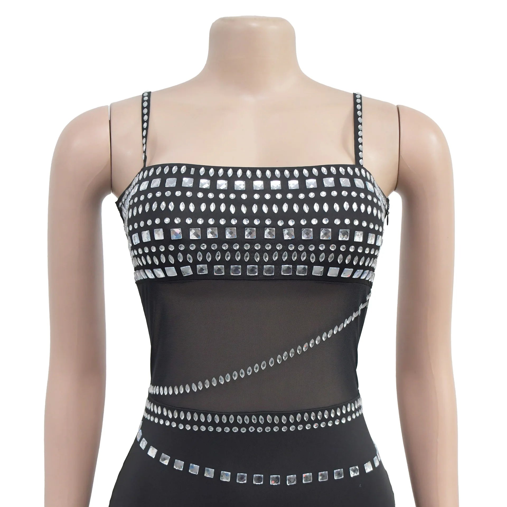 Stamford Diamond Mesh Sexy Transparent Lace Party Elegant Maxi Dress