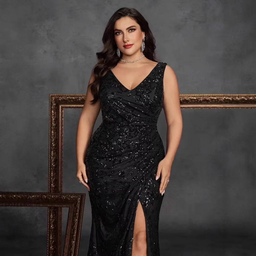 Rumera Long Neck Hanging Single Shoulder Evening Gown Elegant Maxi Dress