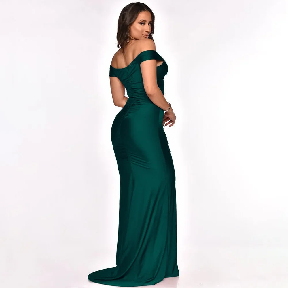 Toronto Banquet V Neck Sexy Satin Split Luxury Trailing Long Dresses