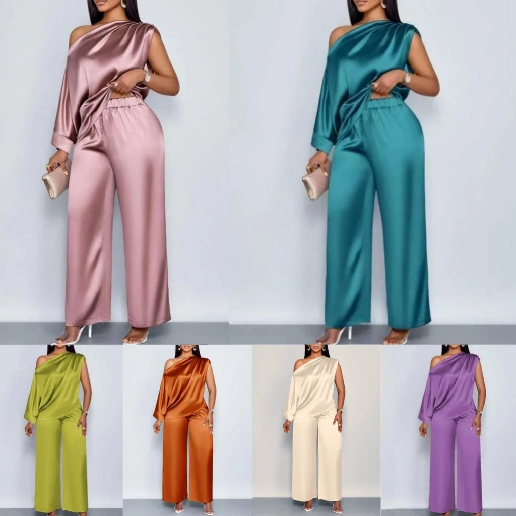 Amelia Skew Collar Sexy Slim Fit Two Piece Sets