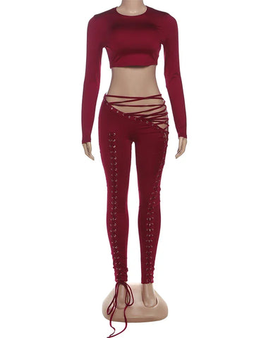 Mahopac Crop Shirring Irregular Hem Skinny Tracksuit Set