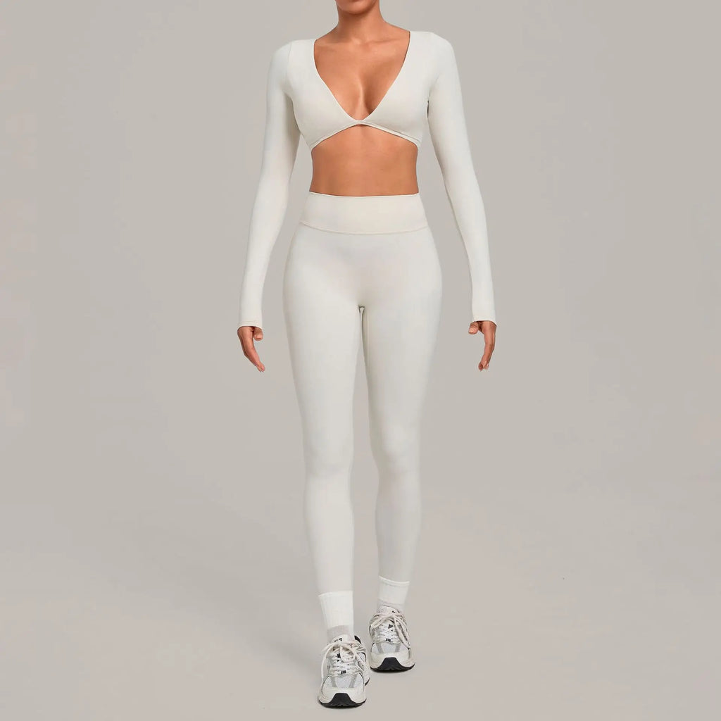 Diana Deep-V Workout Long Sleeved Two Piece Sets
