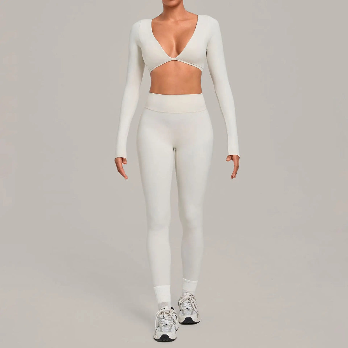 Diana Deep-V Workout Long Sleeved Two Piece Sets