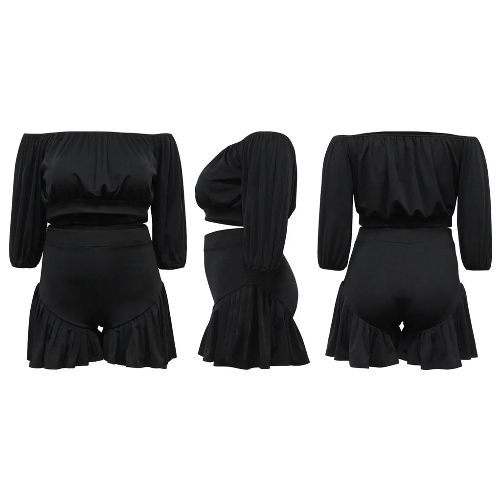 Noemi Slash Neck Ruched Two 2 Piece Set