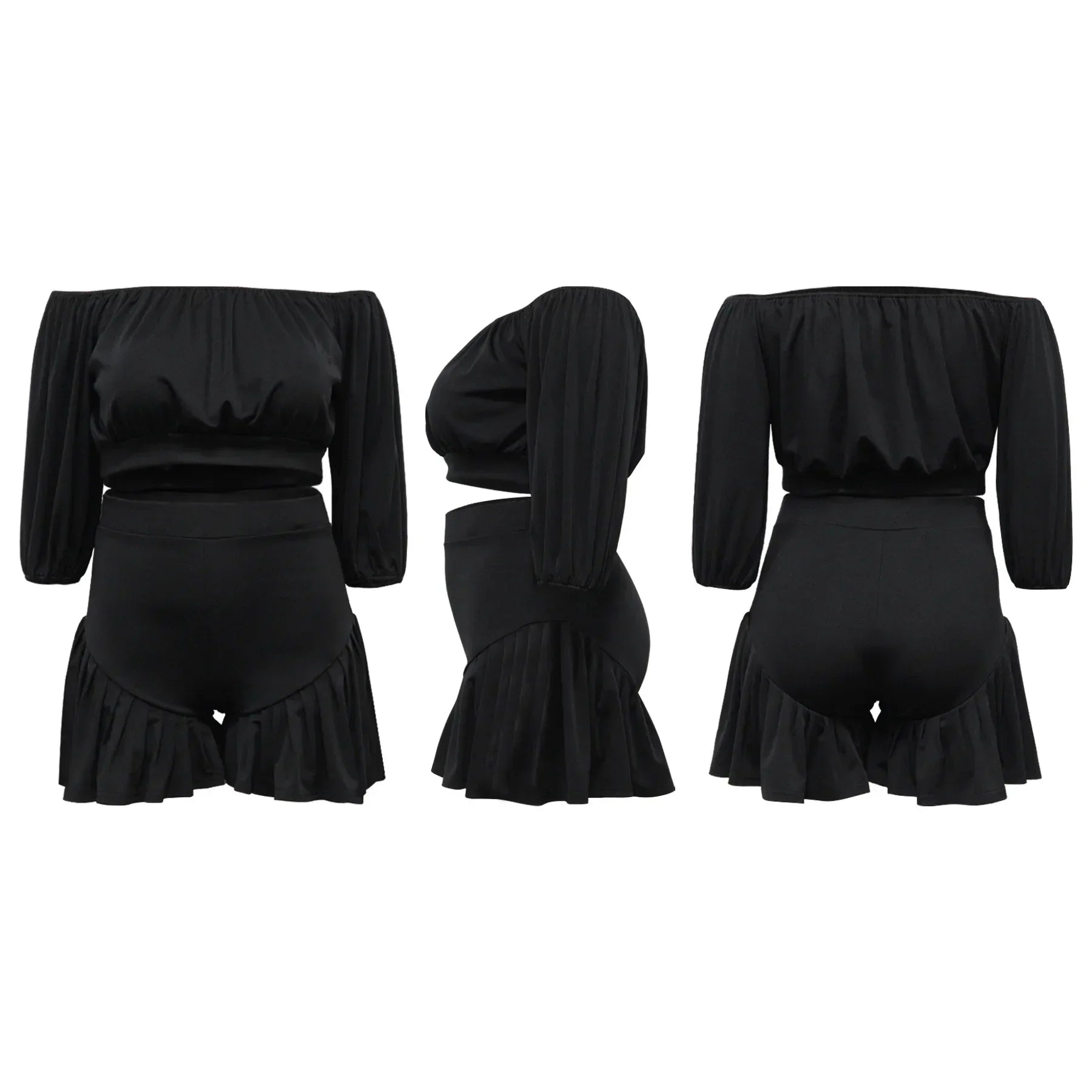 Noemi Slash Neck Ruched Two 2 Piece Set