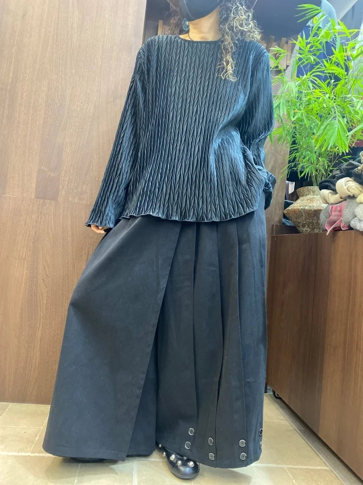 Alexa New Black Textured Long Sleeve Two Piece Sets