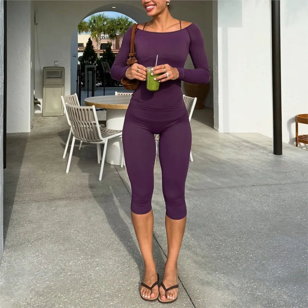 Celeste Sports Wear Fitness Simple Style Two Piece Sets