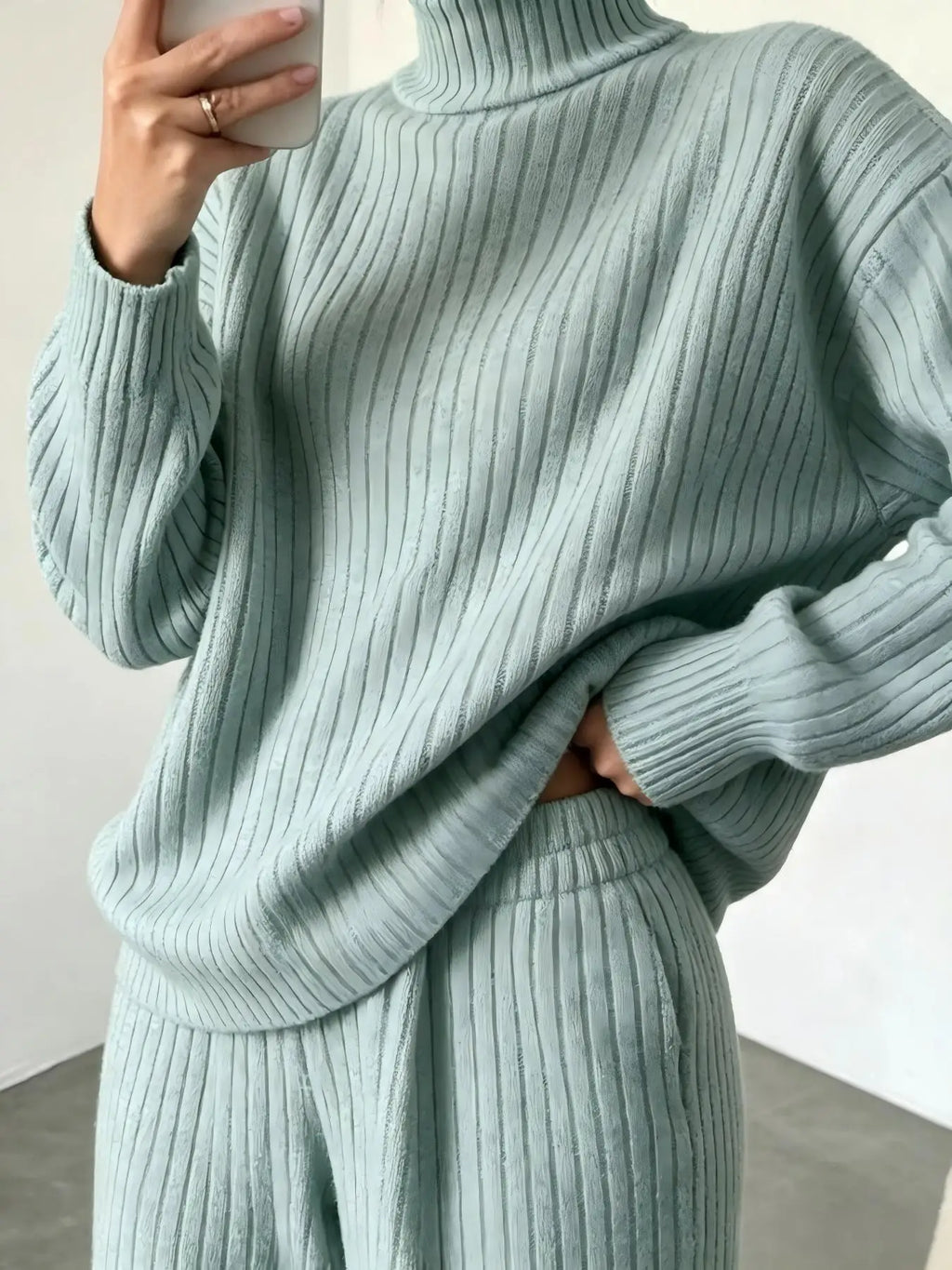 Yudy Outfit Ribbed Long Sleeve Two Piece Sets