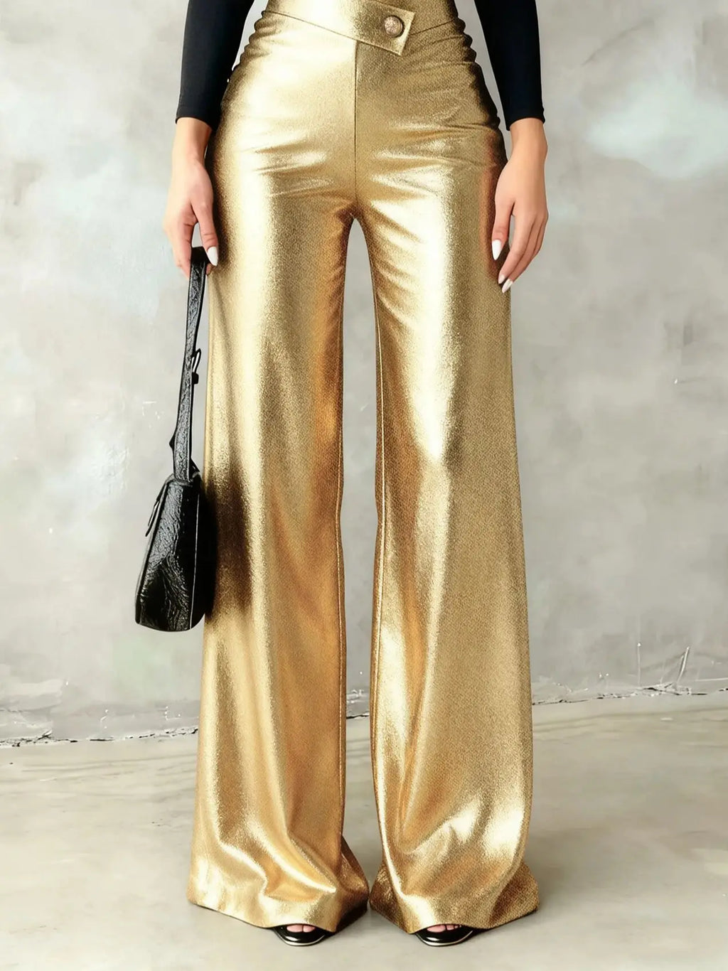 Lebanon Solid Gold Casual Elegant Straight-Leg Pants
