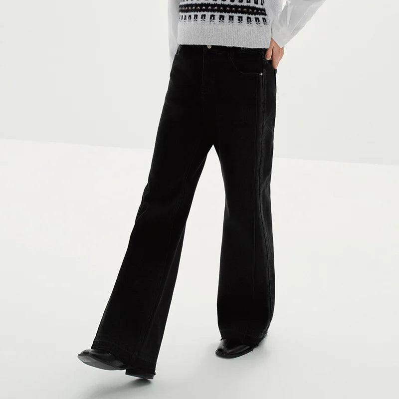 Las Vegas Slim Fit Flared Leg Solid Color Open Hem Denim