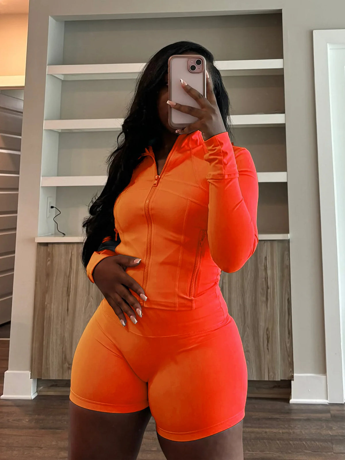 Olivia Fall Siold Bodycon Zipper Tracksuits Two Piece Sets