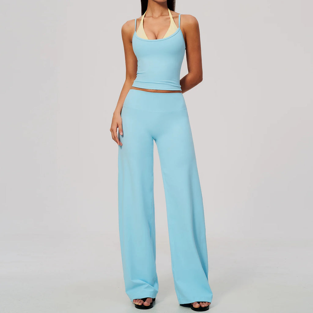 Camila Contrast Color Fitness Suit Tracksuit Two Piece Sets