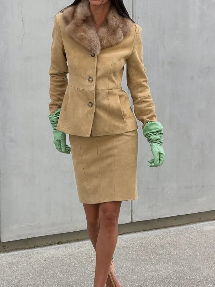 Solianny Women Faux Suede Two Piece Sets