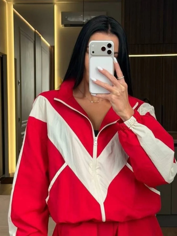 Rita Long Sleeve Zipper Ruched Loose Two Piece Sets