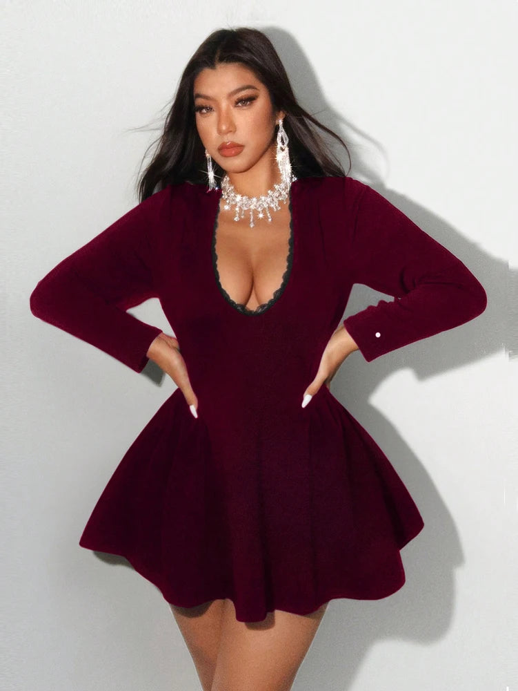 Denver Plus Size Lace Sexy Elegant Gown Party Outerwear Mini Dress
