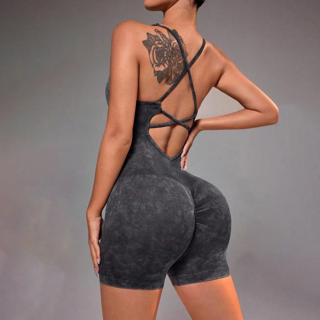 Hershey Tight Fitting High Elasticity Integrated Exercise Workwear Sports Jumpsuit