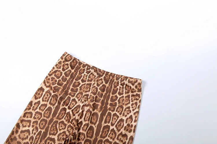 Stonington Leopard Print Headband Half Turtleneck Full Sleeve and Elastic Waist Set