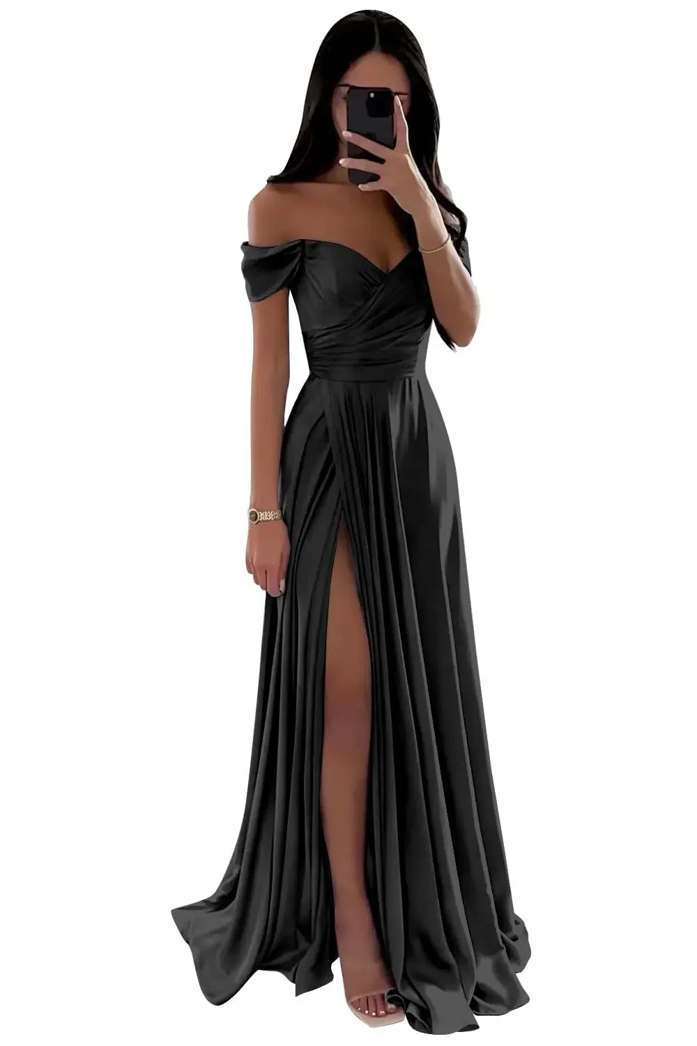 Basking Ridge Off the Shoulder Prom V-neck Backless Party Formal Evening Dress