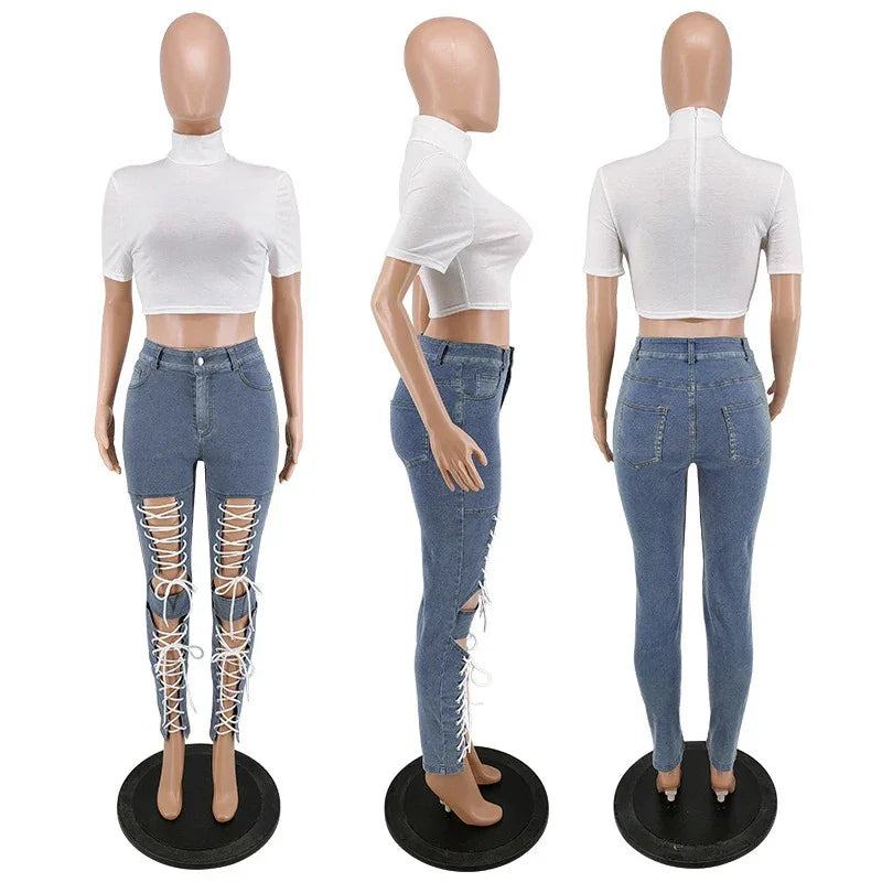 Beachwood Stretch Distressed Destroyed Denim Street Going Out Pants