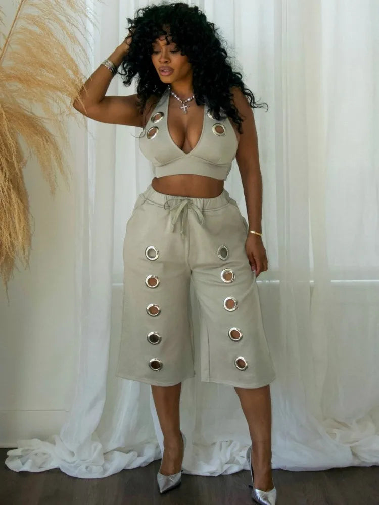 Gracie Sleeveless Corn Suit Matching Two Piece Sets