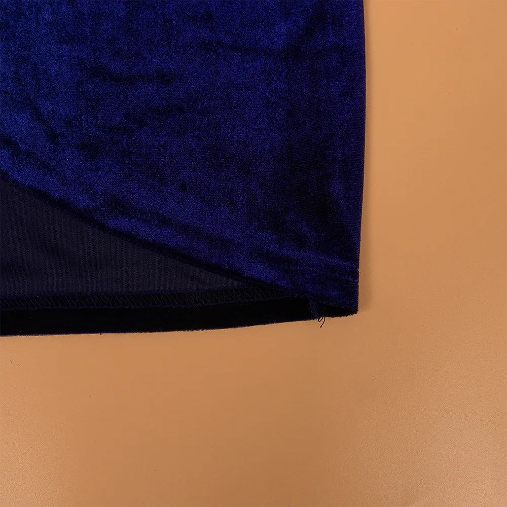 Asbury Park Elegant Velvet Plus Size Bodycon Sexy Wrapped V-Neck Long Sleeve Midi Dress