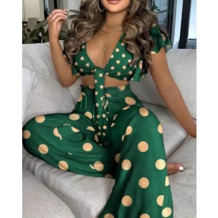 Hilda Belted Low Long Thouser Casual Two Piece Sets