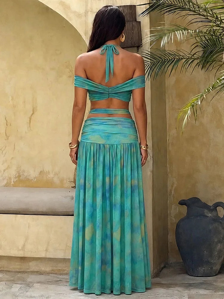 Francely High Waist Pleated Elegant Two Piece Sets