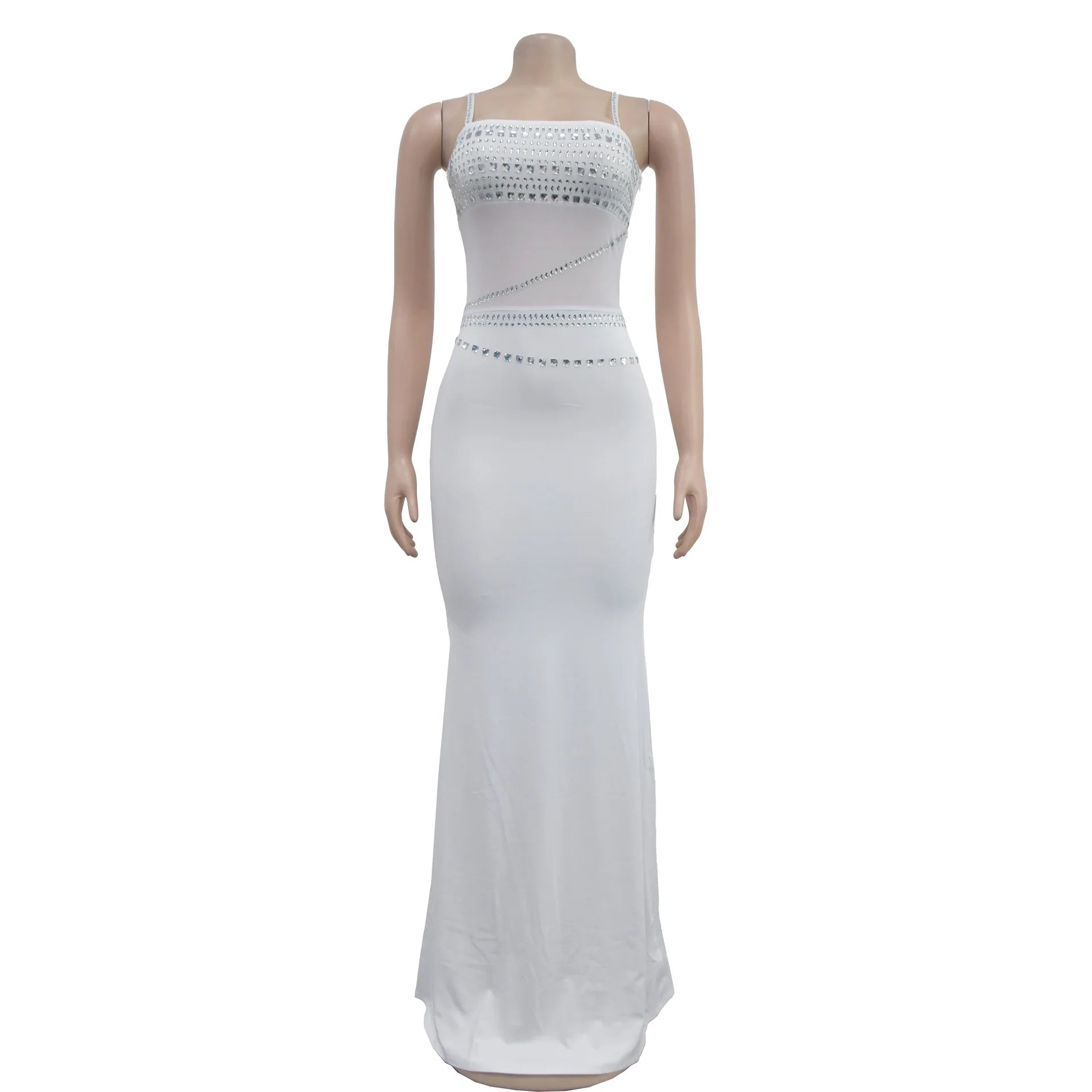 Stamford Diamond Mesh Sexy Transparent Lace Party Elegant Maxi Dress