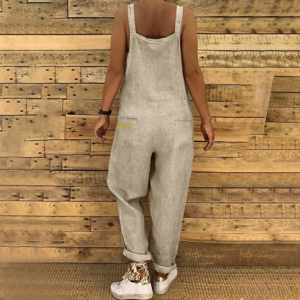 Women Plus Size Overalls Jumpsuits Casual Solid Loose Dungarees Retro Fashion