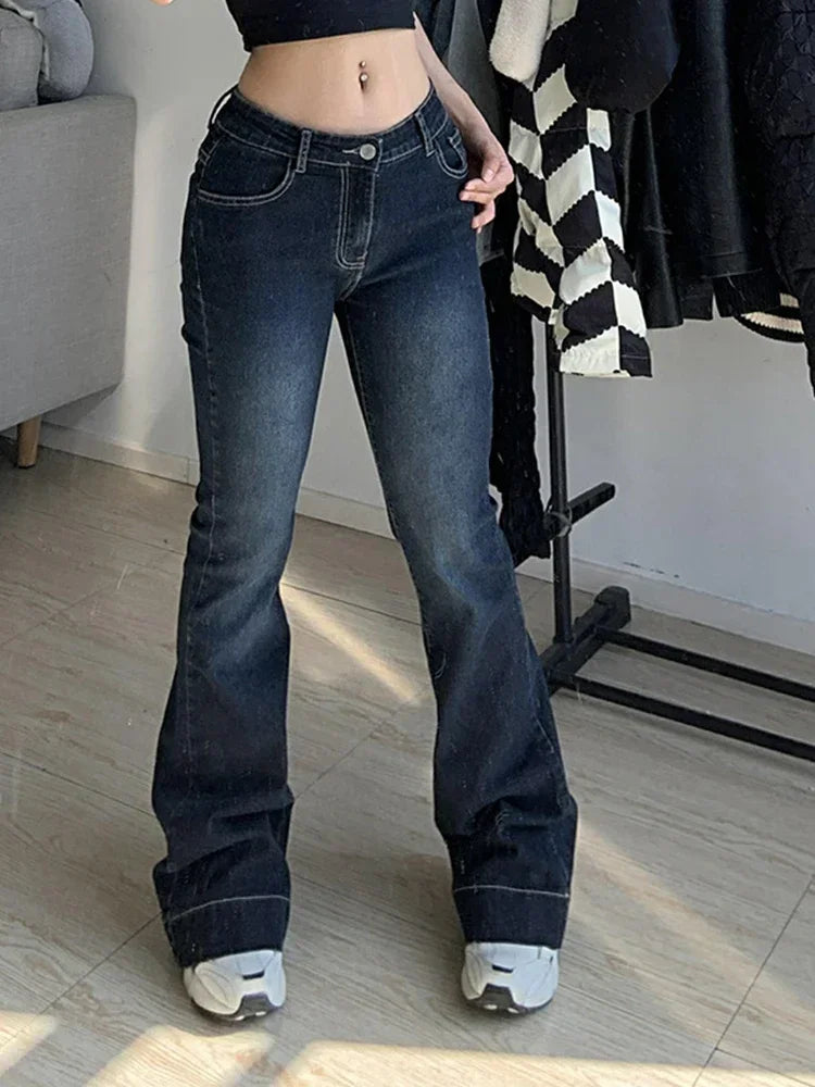 Ocean City High Street Low Rise Bootcut Pockets Streetwear Low Waist Jeans