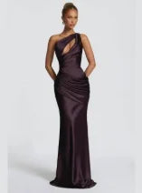 Tapansee Solid Sexy Pleated Strapless Off Shoulder Backless High Waist Split Maxi Dress