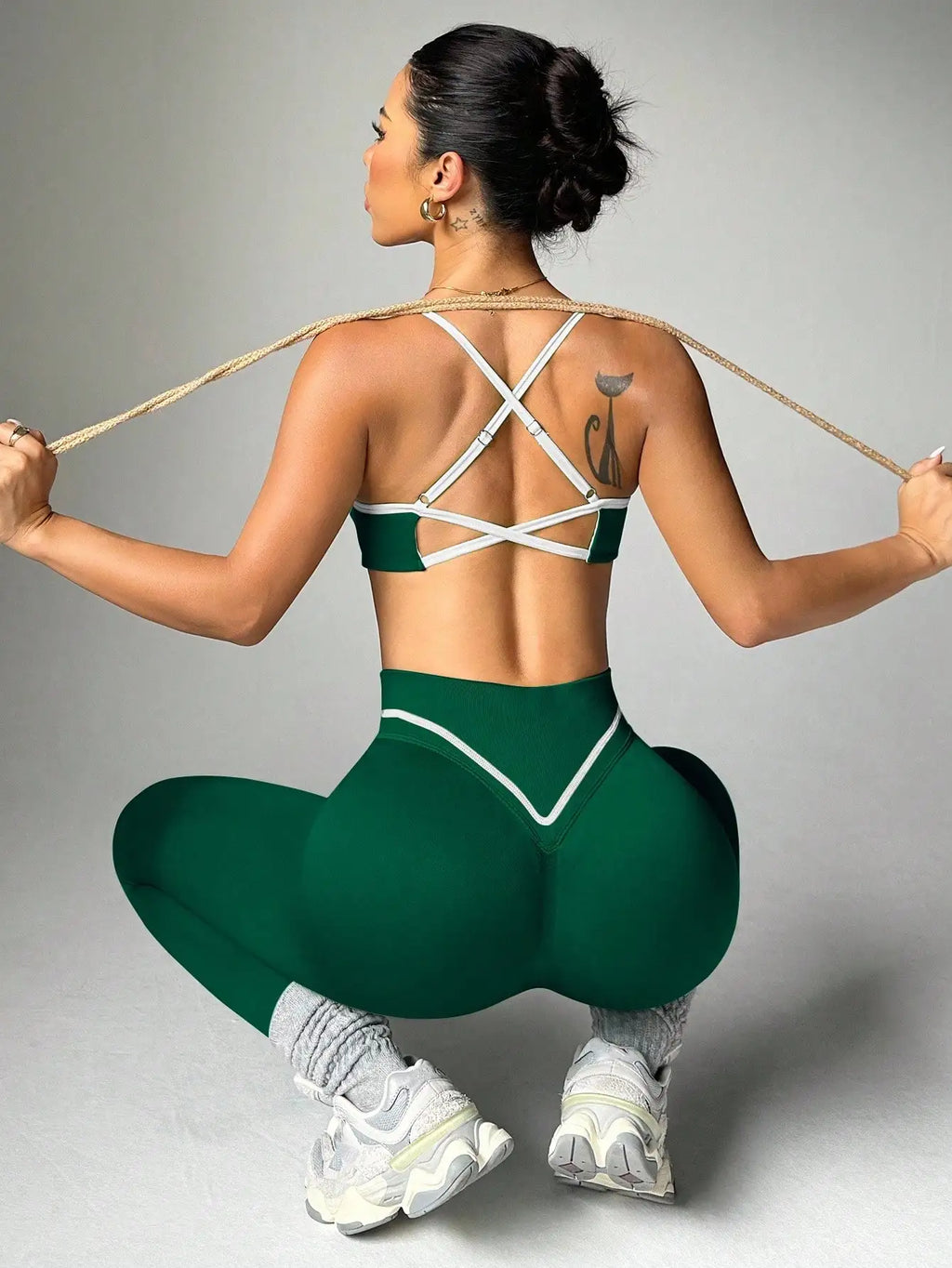 Olga Sexy Backless Sports Bra Lifted Two Piece Sets