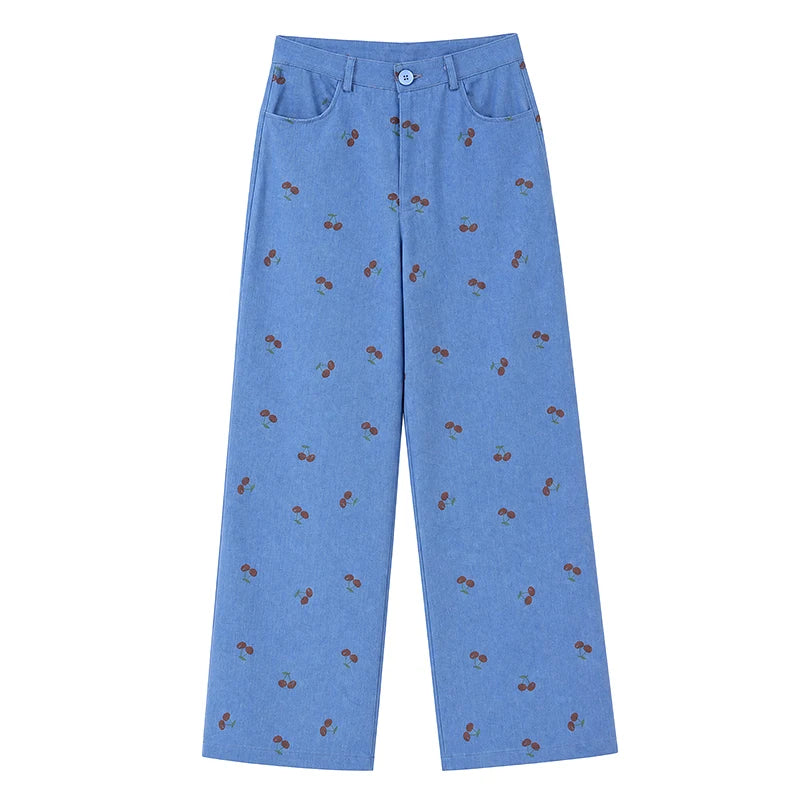 Viviana Denim Printed Sleeveless Two Piece Sets