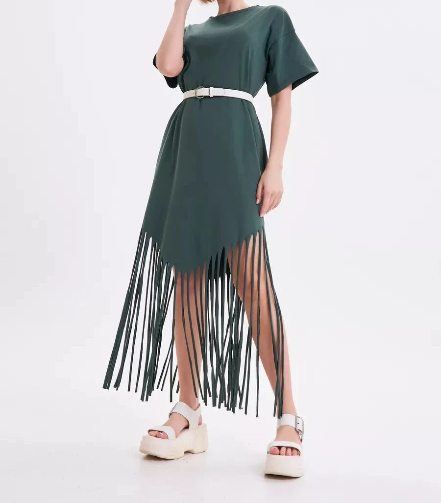 Howell Floral Plus Size Loose Long Solid Color Midi Dress