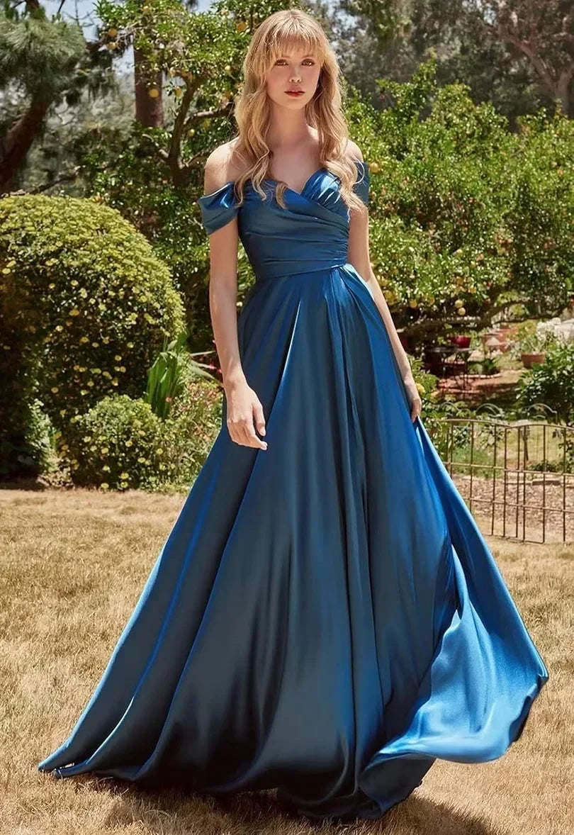 Basking Ridge Off the Shoulder Prom V-neck Backless Party Formal Evening Dress