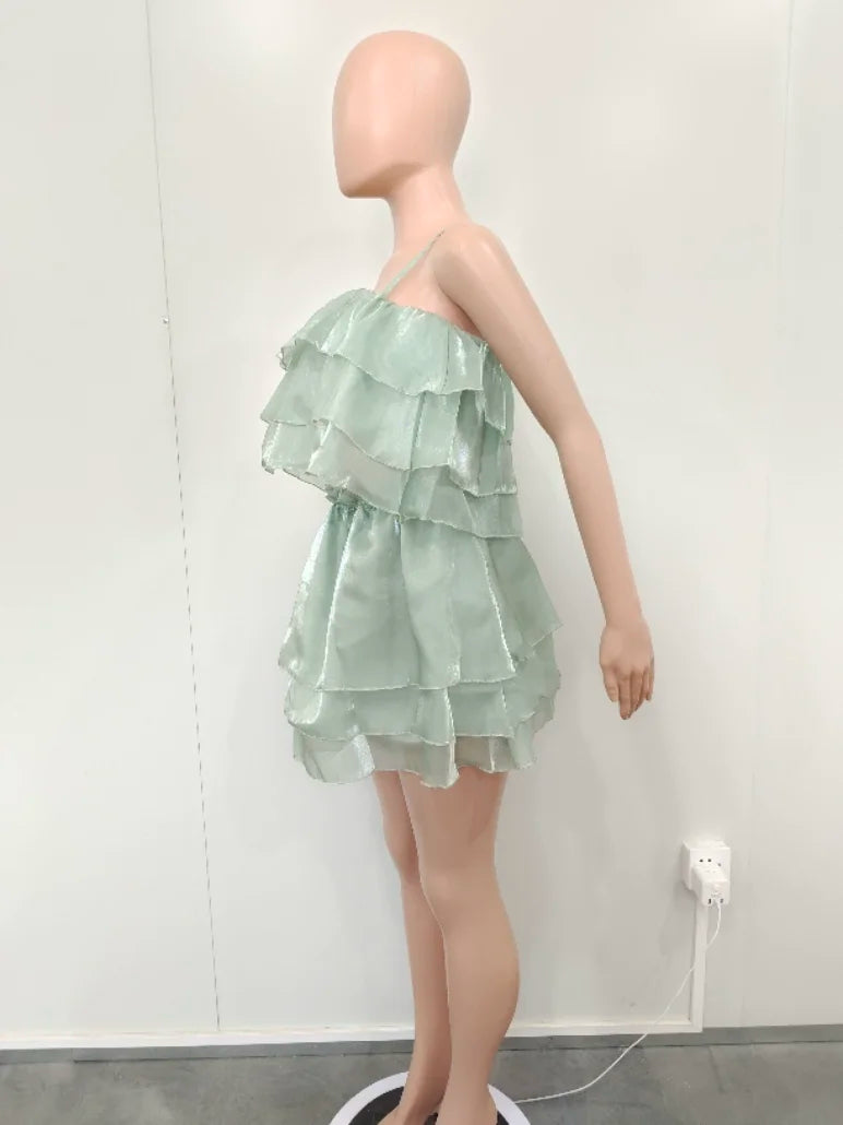 Maria Strap Cascading Ruffles Two Piece Sets