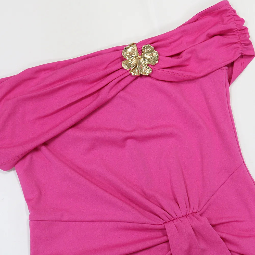 La Cuava Slash Neck Ribbon Elegant Sleeves Long Sexy Maxi Dress