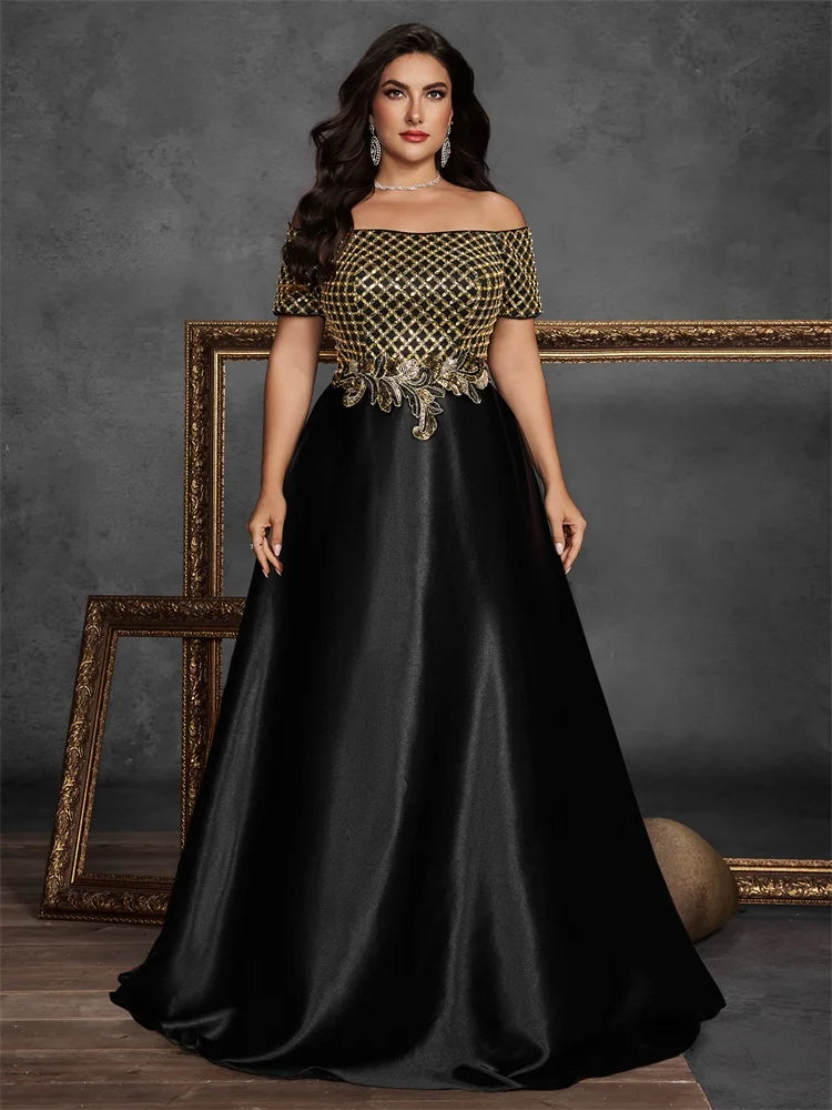 Luna Plus Size Elegant Sequins Splicing Formal Evening Dress