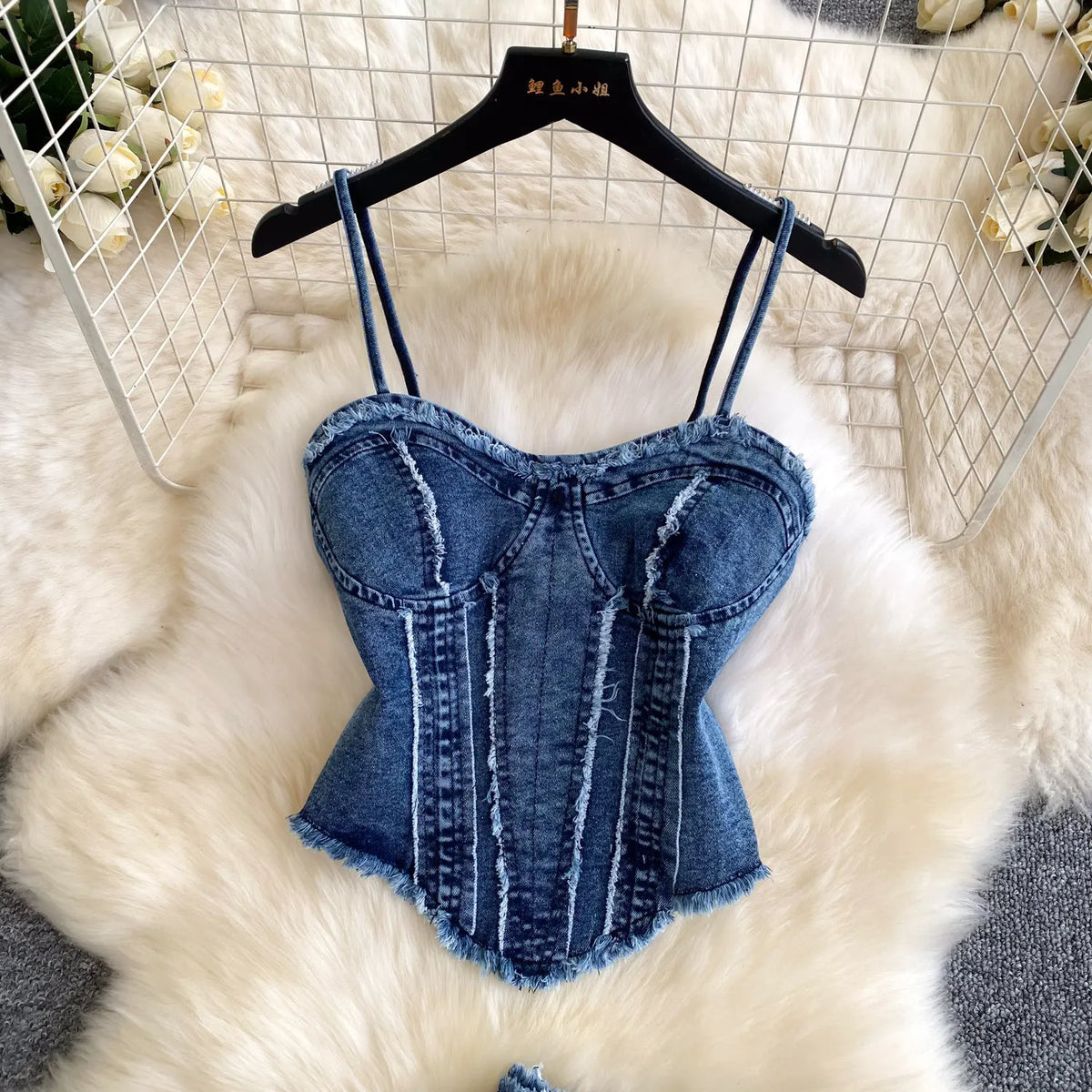 Marianny Denim Sets Sexy Raw Hem Two Piece Sets