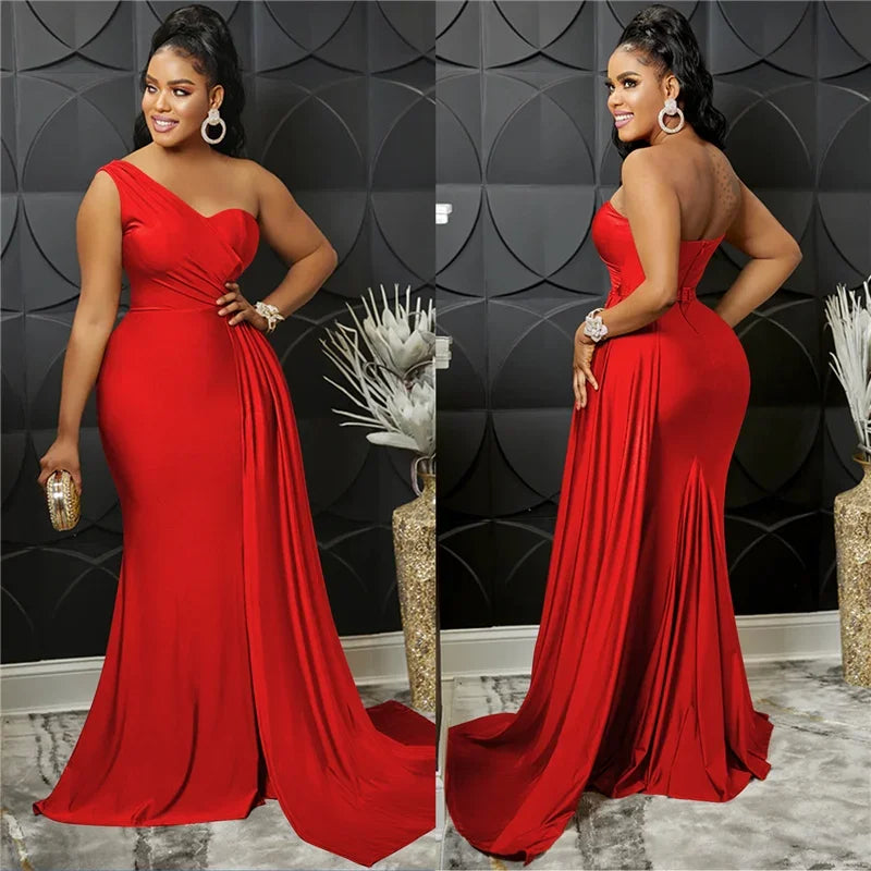 Buffalo One Shoulder Mermaid Evening Dress
