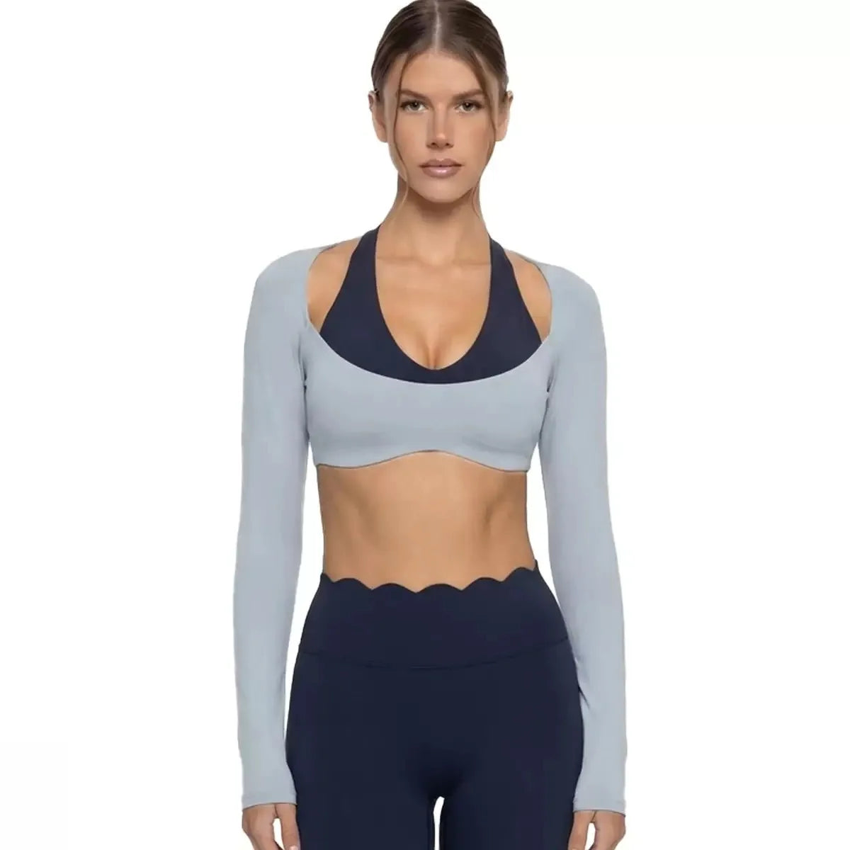 Evelyn Sports Long Sleeve Halter Neck Two Piece Sets