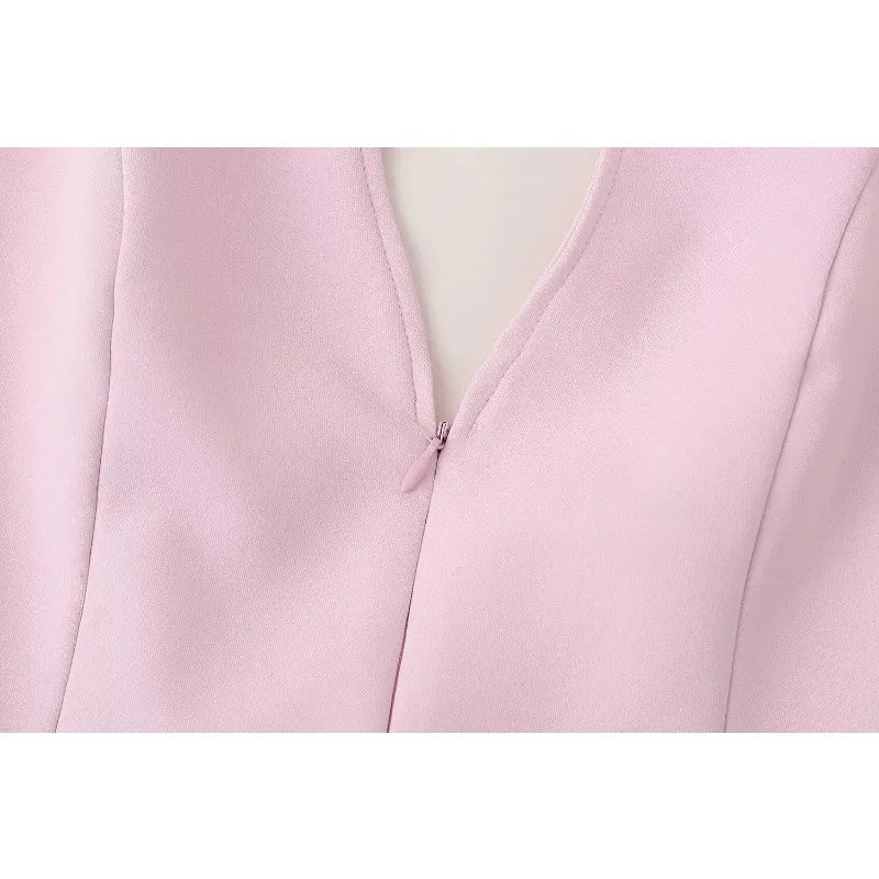 Kima Sexy Hanging Neck Pink Two Piece Sets