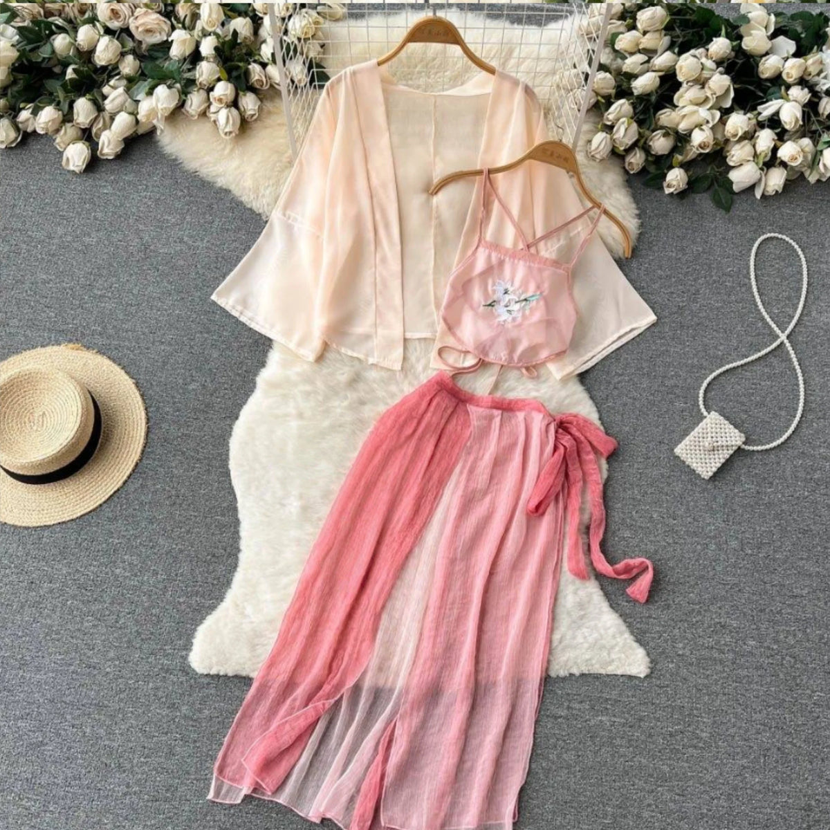 Emily Sleeveless Slim Backless Hallow Two Piece Sets