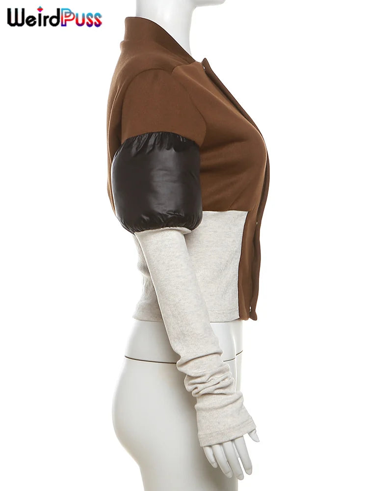 Spotswood Patchwork Long Sleeve Jacket Chic Zip Hipster Trend Coat Outwear